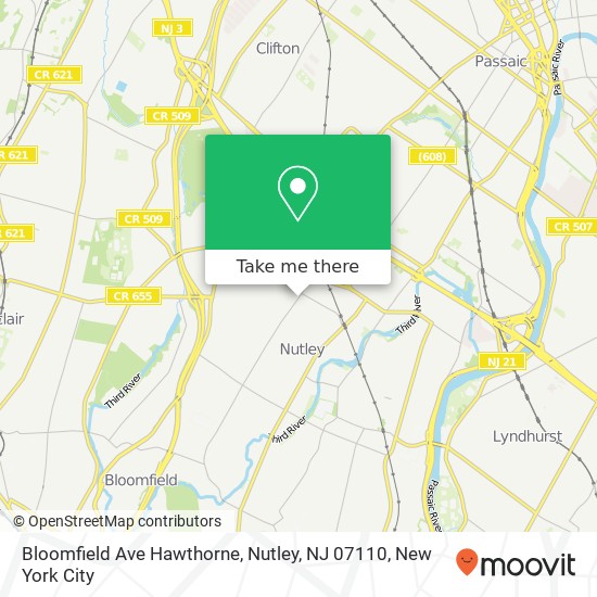 Bloomfield Ave Hawthorne, Nutley, NJ 07110 map