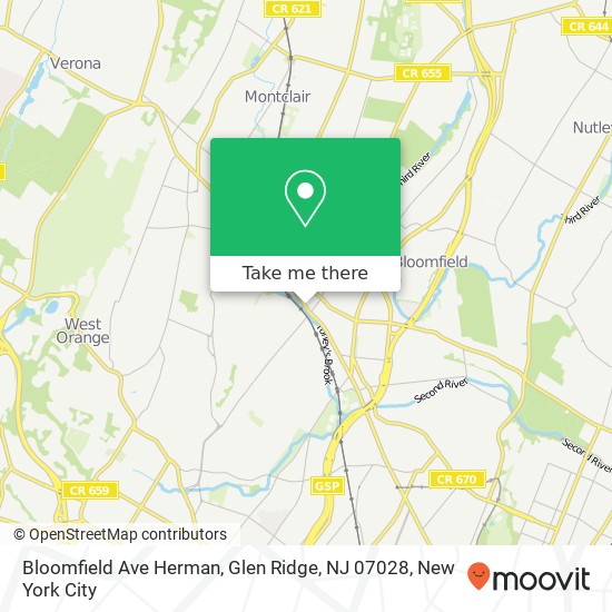 Mapa de Bloomfield Ave Herman, Glen Ridge, NJ 07028