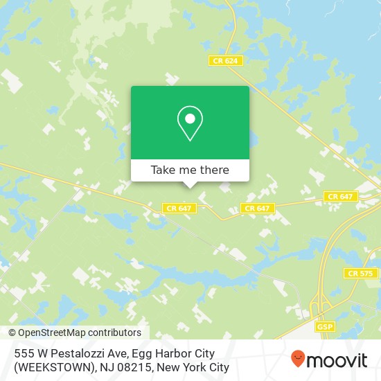 Mapa de 555 W Pestalozzi Ave, Egg Harbor City (WEEKSTOWN), NJ 08215