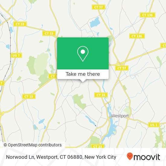 Mapa de Norwood Ln, Westport, CT 06880