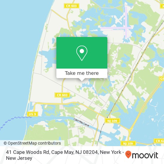 Mapa de 41 Cape Woods Rd, Cape May, NJ 08204