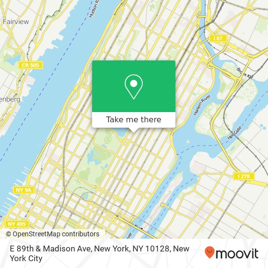 E 89th & Madison Ave, New York, NY 10128 map