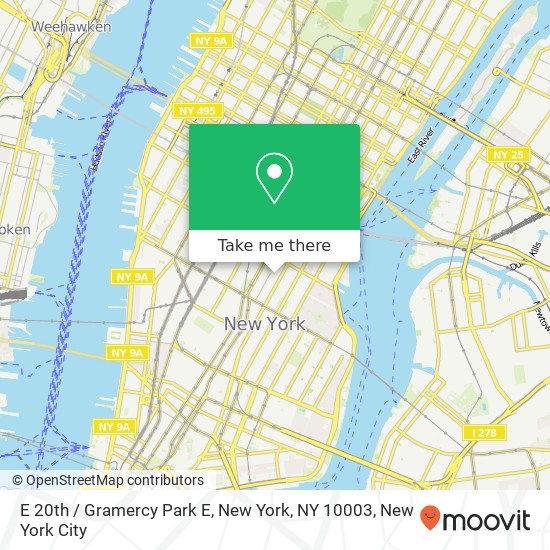 Mapa de E 20th / Gramercy Park E, New York, NY 10003