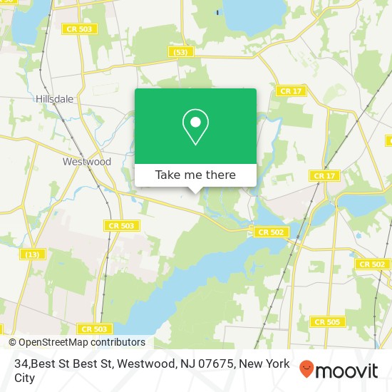 Mapa de 34,Best St Best St, Westwood, NJ 07675