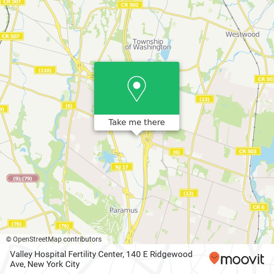 Valley Hospital Fertility Center, 140 E Ridgewood Ave map