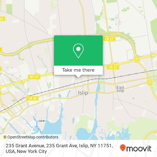 Mapa de 235 Grant Avenue, 235 Grant Ave, Islip, NY 11751, USA