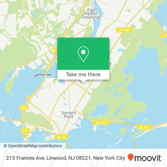 Mapa de 215 Frances Ave, Linwood, NJ 08221