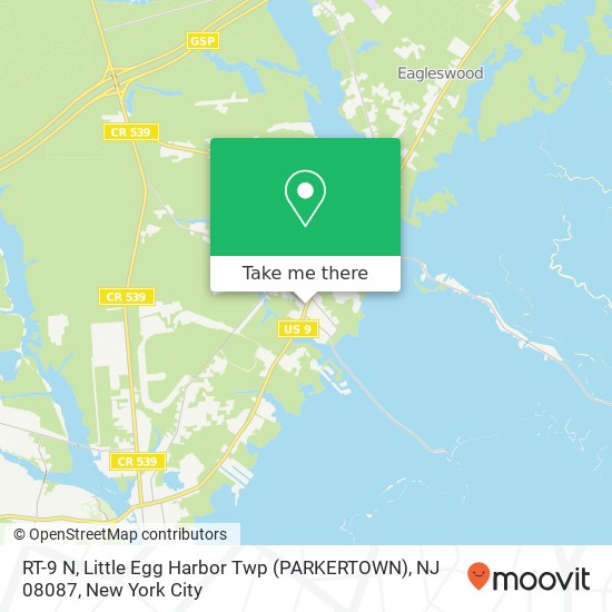 Mapa de RT-9 N, Little Egg Harbor Twp (PARKERTOWN), NJ 08087