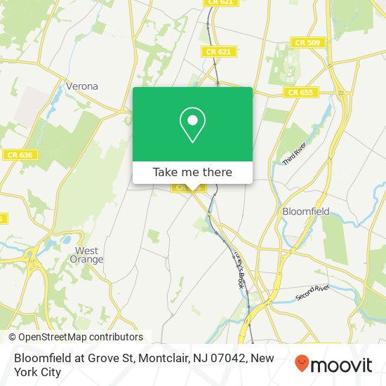 Mapa de Bloomfield at Grove St, Montclair, NJ 07042