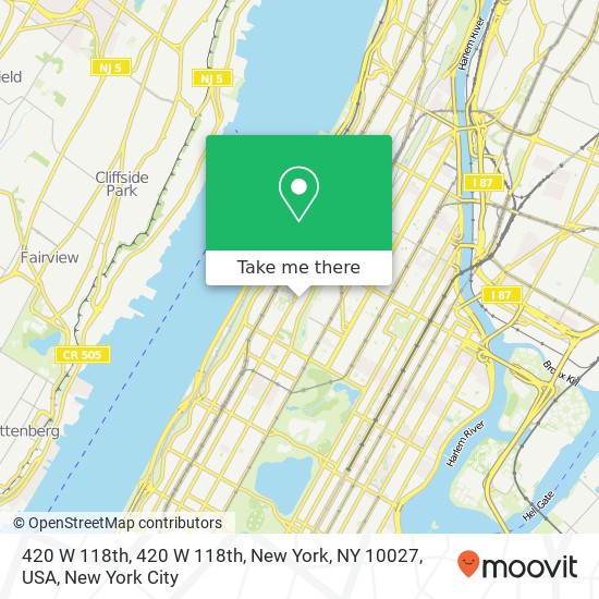 420 W 118th, 420 W 118th, New York, NY 10027, USA map