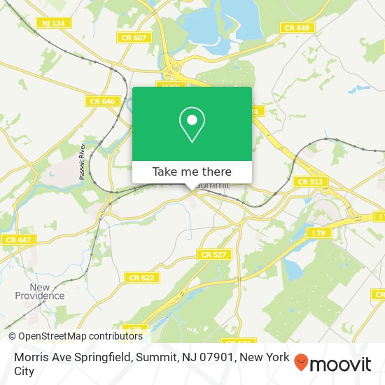 Mapa de Morris Ave Springfield, Summit, NJ 07901