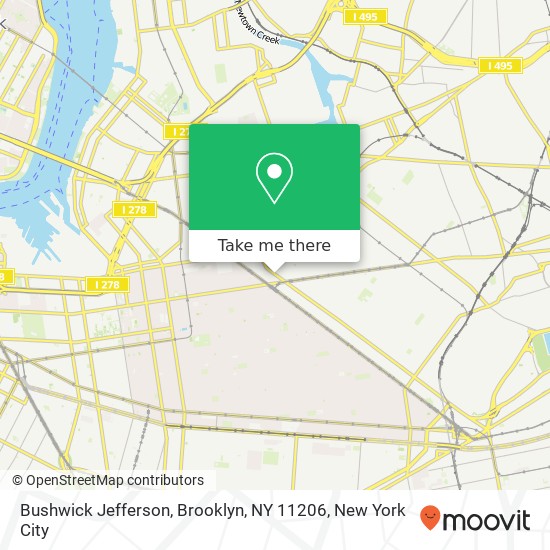 Mapa de Bushwick Jefferson, Brooklyn, NY 11206