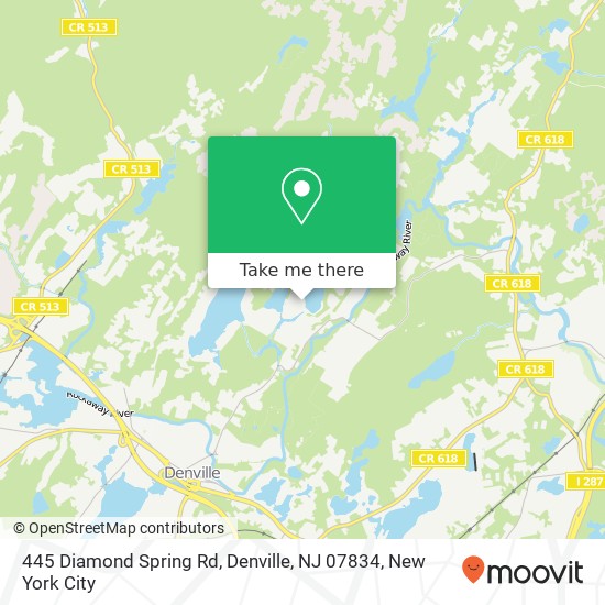 Mapa de 445 Diamond Spring Rd, Denville, NJ 07834