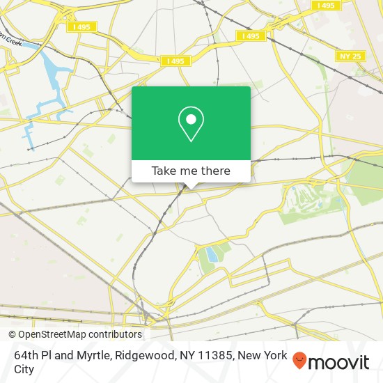 Mapa de 64th Pl and Myrtle, Ridgewood, NY 11385