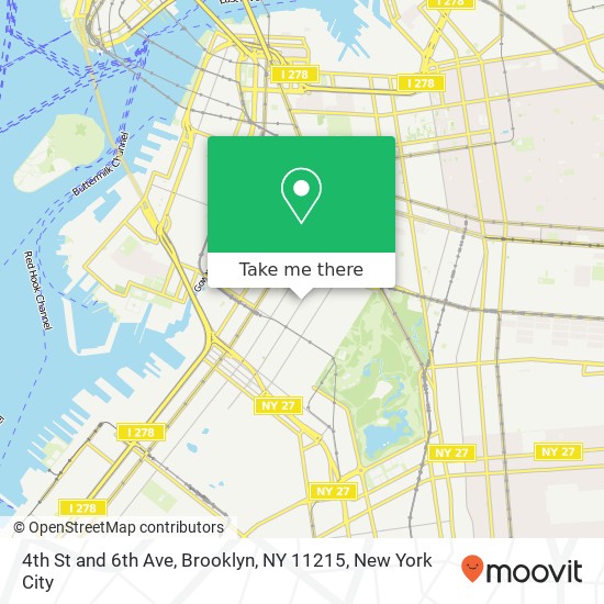Mapa de 4th St and 6th Ave, Brooklyn, NY 11215