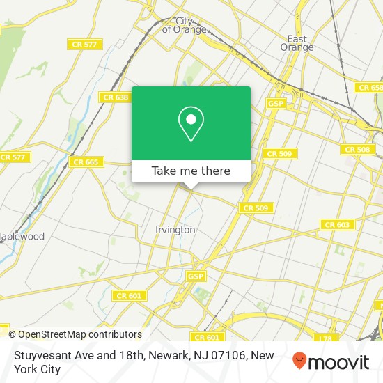 Stuyvesant Ave and 18th, Newark, NJ 07106 map