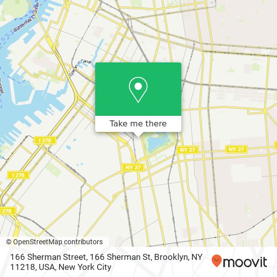 Mapa de 166 Sherman Street, 166 Sherman St, Brooklyn, NY 11218, USA