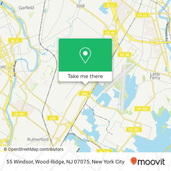Mapa de 55 Windsor, Wood-Ridge, NJ 07075