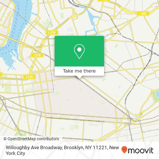 Mapa de Willoughby Ave Broadway, Brooklyn, NY 11221