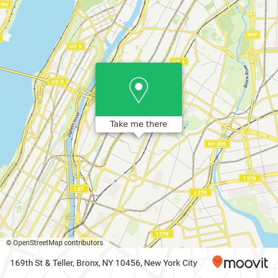 169th St & Teller, Bronx, NY 10456 map