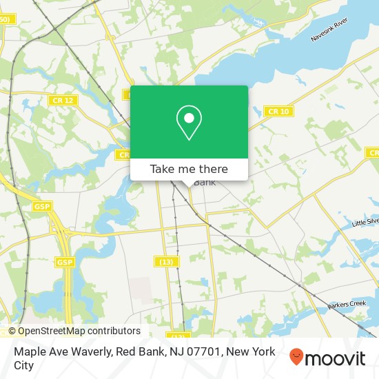 Mapa de Maple Ave Waverly, Red Bank, NJ 07701