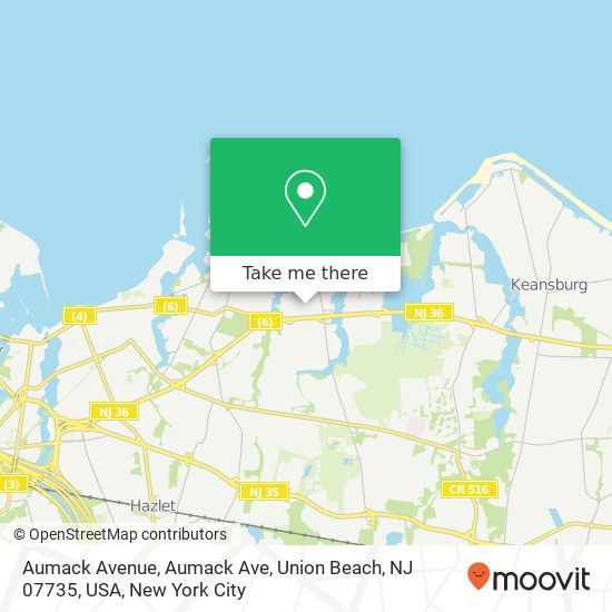 Aumack Avenue, Aumack Ave, Union Beach, NJ 07735, USA map