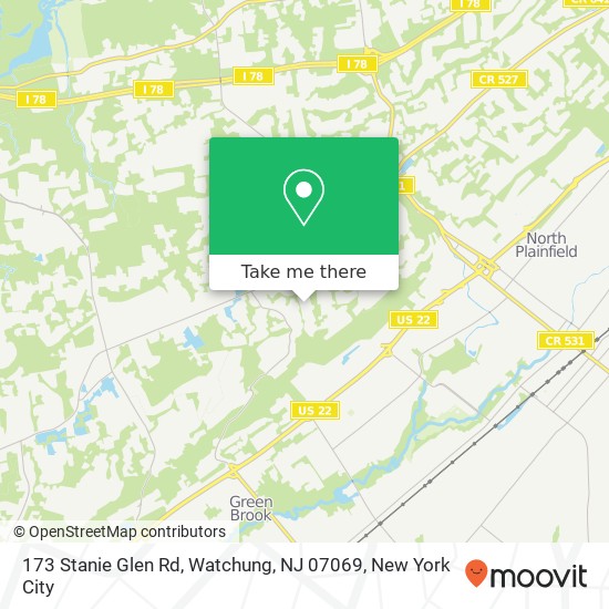 Mapa de 173 Stanie Glen Rd, Watchung, NJ 07069