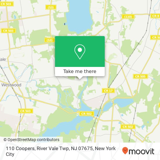 Mapa de 110 Coopers, River Vale Twp, NJ 07675