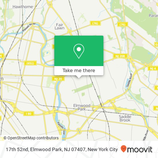 Mapa de 17th 52nd, Elmwood Park, NJ 07407
