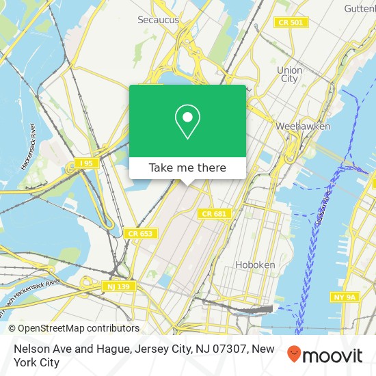 Mapa de Nelson Ave and Hague, Jersey City, NJ 07307