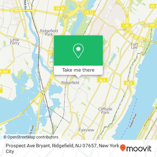 Prospect Ave Bryant, Ridgefield, NJ 07657 map