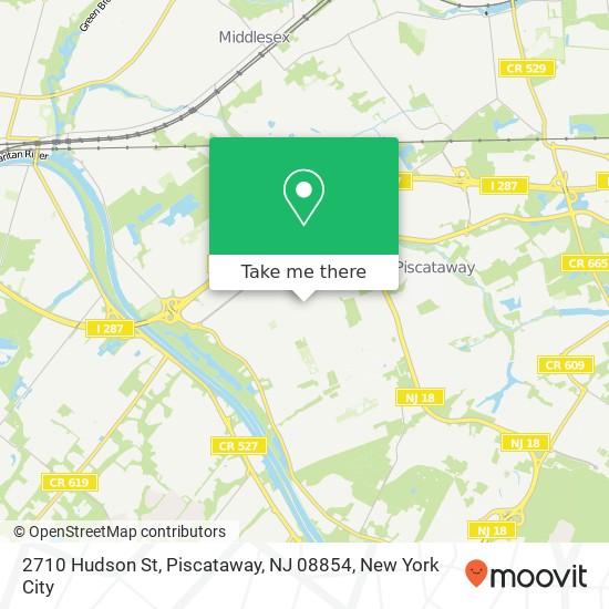 Mapa de 2710 Hudson St, Piscataway, NJ 08854