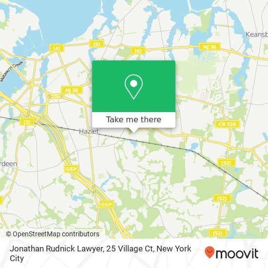 Mapa de Jonathan Rudnick Lawyer, 25 Village Ct