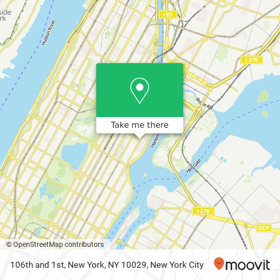 106th and 1st, New York, NY 10029 map