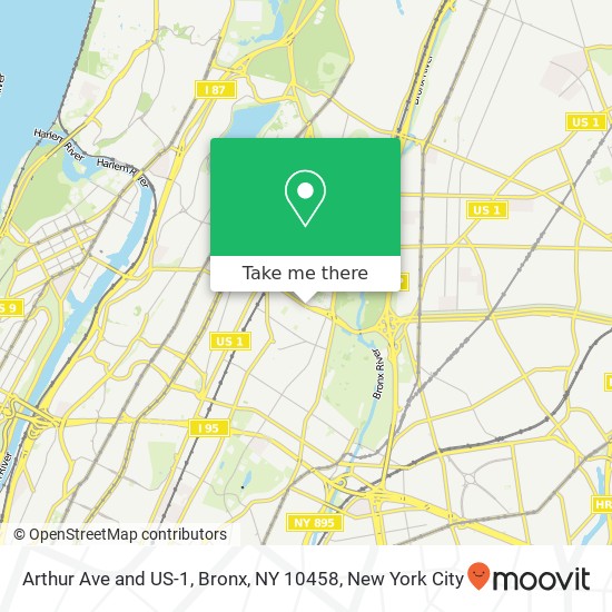 Mapa de Arthur Ave and US-1, Bronx, NY 10458