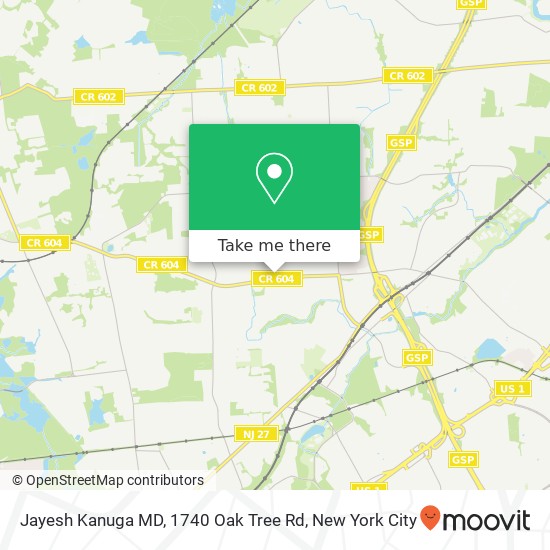 Mapa de Jayesh Kanuga MD, 1740 Oak Tree Rd