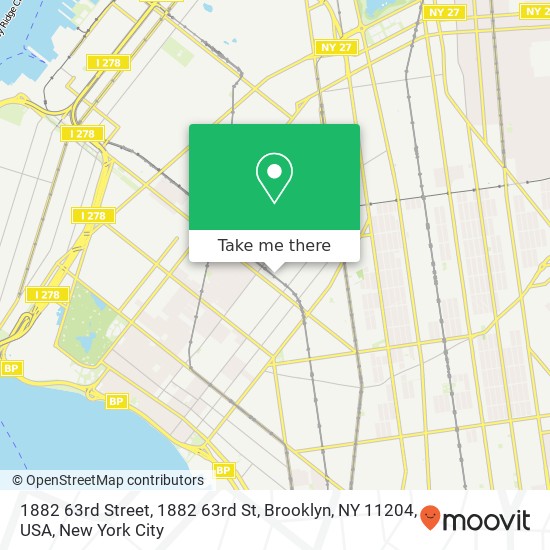 Mapa de 1882 63rd Street, 1882 63rd St, Brooklyn, NY 11204, USA