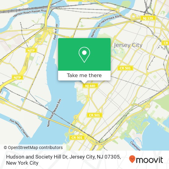 Mapa de Hudson and Society Hill Dr, Jersey City, NJ 07305