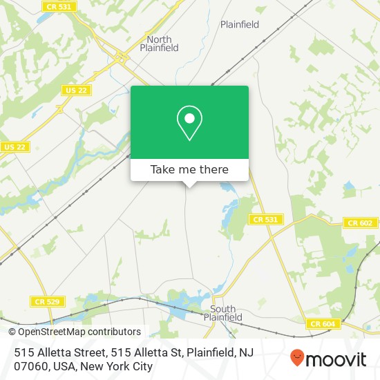 515 Alletta Street, 515 Alletta St, Plainfield, NJ 07060, USA map