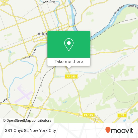Mapa de 381 Onyx St, Allentown, PA 18103