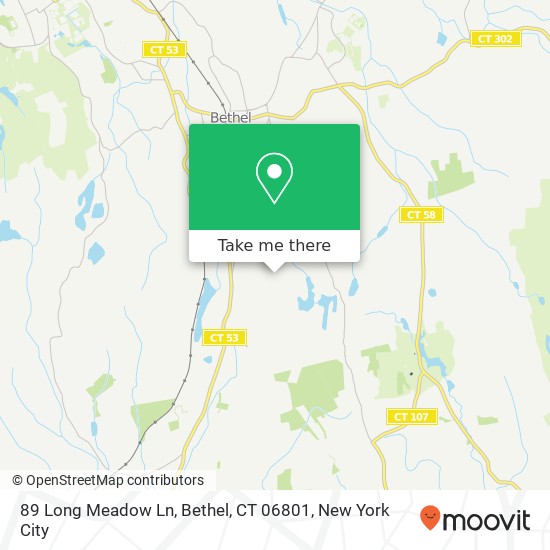 Mapa de 89 Long Meadow Ln, Bethel, CT 06801