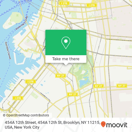 Mapa de 454A 12th Street, 454A 12th St, Brooklyn, NY 11215, USA