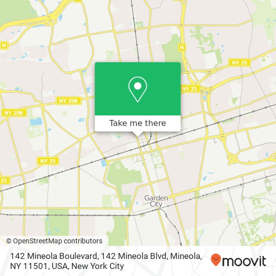 142 Mineola Boulevard, 142 Mineola Blvd, Mineola, NY 11501, USA map