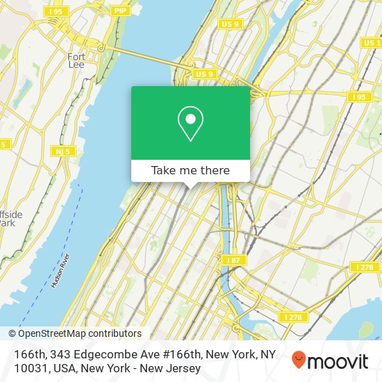 Mapa de 166th, 343 Edgecombe Ave #166th, New York, NY 10031, USA
