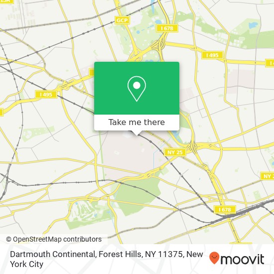 Mapa de Dartmouth Continental, Forest Hills, NY 11375