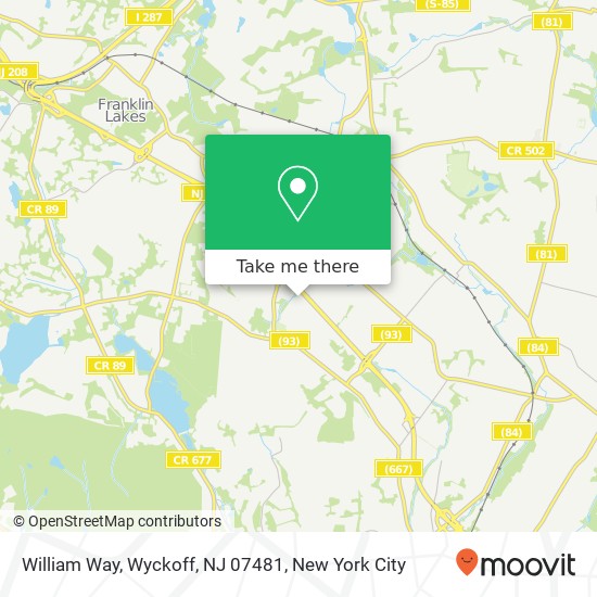 Mapa de William Way, Wyckoff, NJ 07481