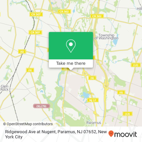 Ridgewood Ave at Nugent, Paramus, NJ 07652 map