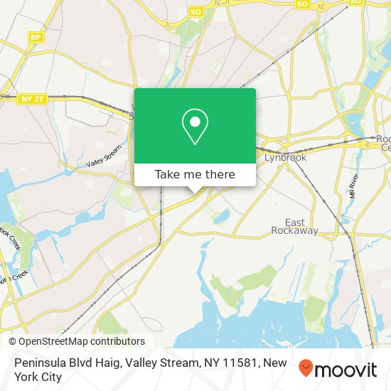 Mapa de Peninsula Blvd Haig, Valley Stream, NY 11581