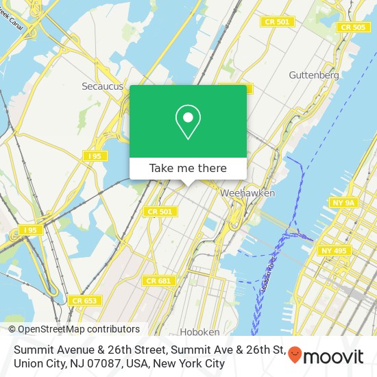 Mapa de Summit Avenue & 26th Street, Summit Ave & 26th St, Union City, NJ 07087, USA