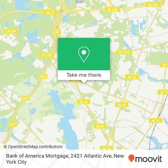 Mapa de Bank of America Mortgage, 2421 Atlantic Ave